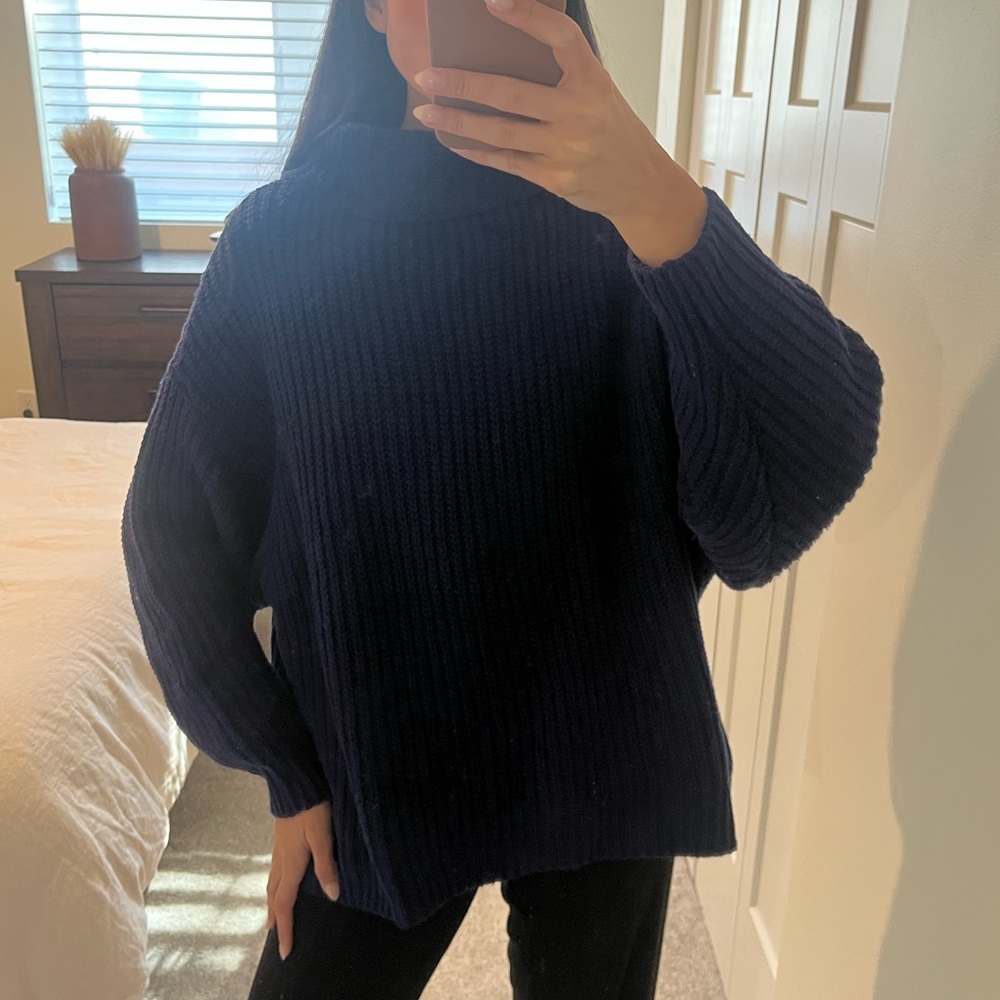 Free People Navy Blue Turtleneck Sweater